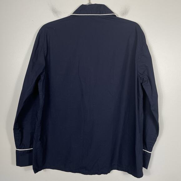 Quince 100% Organic Cotton Pajama Set Womens M Navy Button Up Drawstring Classic - Picture 10 of 16